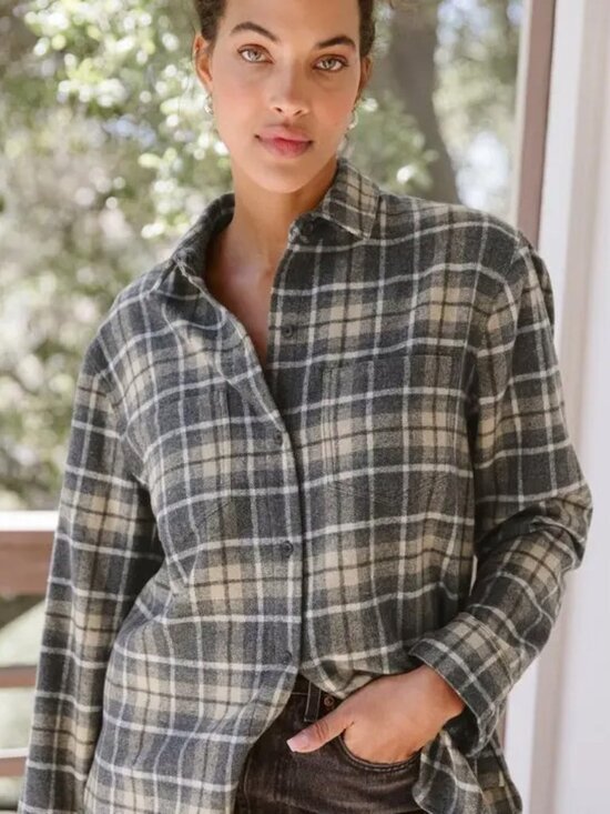 Jenni Kayne Tops - Jenni Kayne O'Keeffe Overshirt In Charcoal Plaid